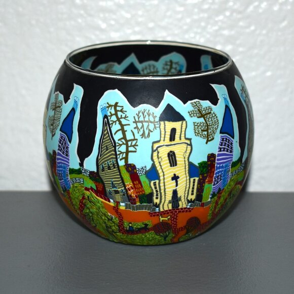 Hellman Versand Polymer Clay Halloween Houses Decorated Tea Light Votive Holder - Picture 4 of 5